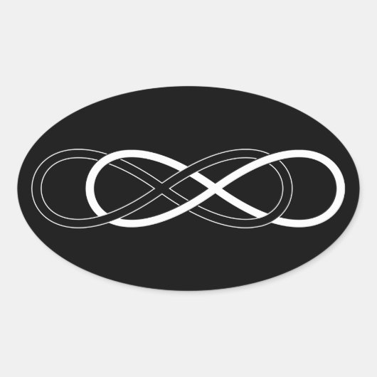 Symbol Double Infinity - Schwarz & Weiß Ovaler Aufkleber (Vorderseite)