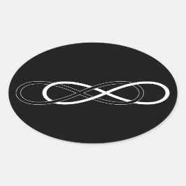 Symbol Double Infinity - Schwarz & Weiß Ovaler Aufkleber