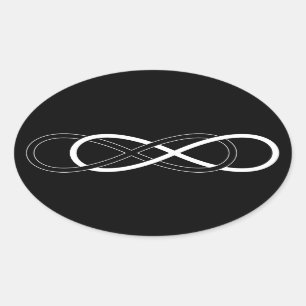 Symbol Double Infinity - Schwarz & Weiß Ovaler Aufkleber