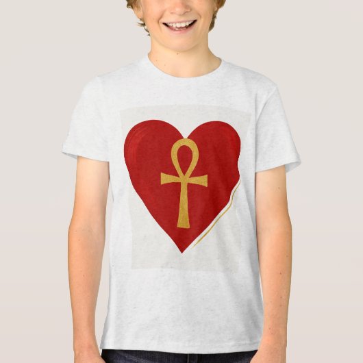 Symbol ewiger Liebe, Herz & Ankh - Ein Design in Tri-Blend Shirt (Vorderseite)