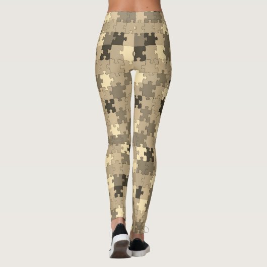 Symbol für Autismus Aufklärung Puzzleteile Sepia Leggings (Rückseite)