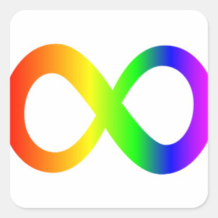 Symbol für Autismus Sensibilität Rainbow Infinity Quadratischer Aufkleber