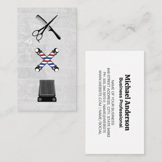 Symbol für Barbershop | Haarschnitt Visitenkarte (Vorne/Hinten)