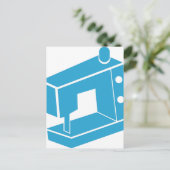 Symbol für blaue Nähmaschine Postkarte (Stehend Vorderseite)