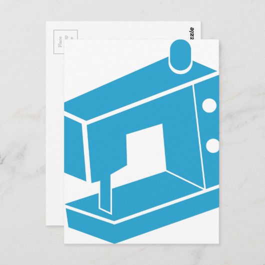 Symbol für blaue Nähmaschine Postkarte (Vorne/Hinten)