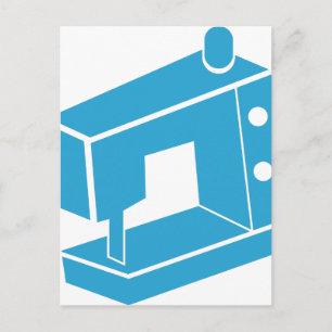 Symbol für blaue Nähmaschine Postkarte