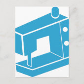 Symbol für blaue Nähmaschine Postkarte (Vorderseite)