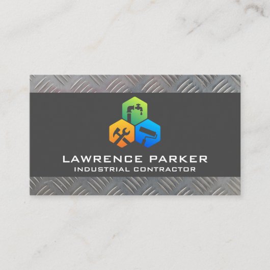 Symbol für Builderreparatur | Bau | Stahl Visitenkarte (Vorderseite)