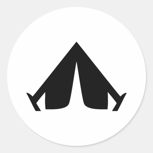 Symbol für Camping Runder Aufkleber (Vorderseite)