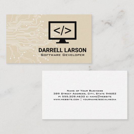 Symbol für Computerprogrammierer | Schalttafel Visitenkarte (Vorne/Hinten)