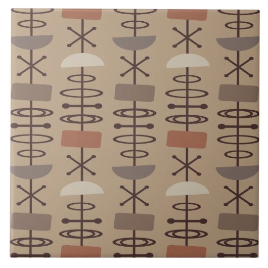 Symbol für das Atomzeitalter Erdtöne Fliese (Vorderseite)
