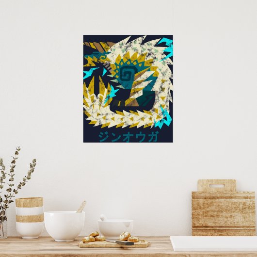 Symbol für das Zinogre-Kanji von Monster Hunter Wo Poster (Küche)