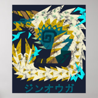 Symbol für das Zinogre-Kanji von Monster Hunter Wo Poster