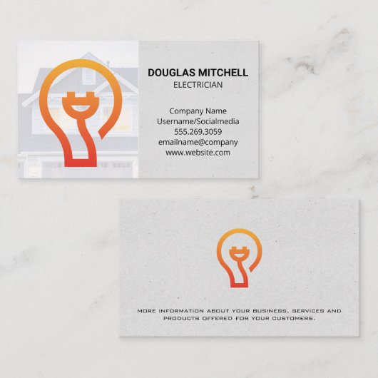 Symbol für den elektrischen Stecker der Glühbirne Visitenkarte (Vorne/Hinten)