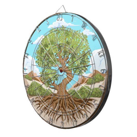 Symbol für den Frieden mit Olivenbaum in einem fre Dartscheibe (Vorderseite rechts)