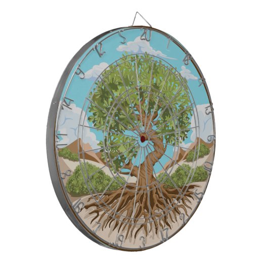 Symbol für den Frieden mit Olivenbaum in einem fre Dartscheibe (Vorderseite Links)