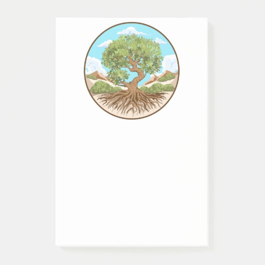 Symbol für den Frieden mit Olivenbaum in einem fre Post-it Klebezettel (Vorderseite)