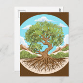 Symbol für den Frieden mit Olivenbaum in einem fre Postkarte (Vorne/Hinten)