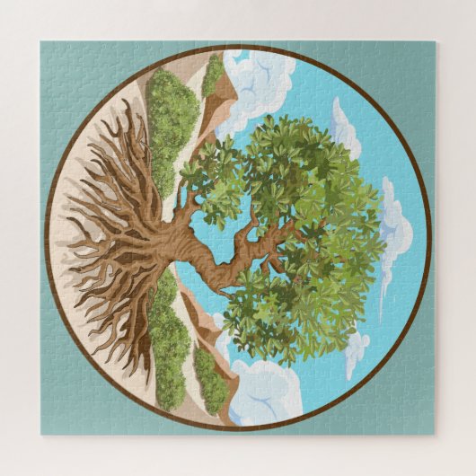 Symbol für den Frieden mit Olivenbaum in einem fre Puzzle (Horizontal)