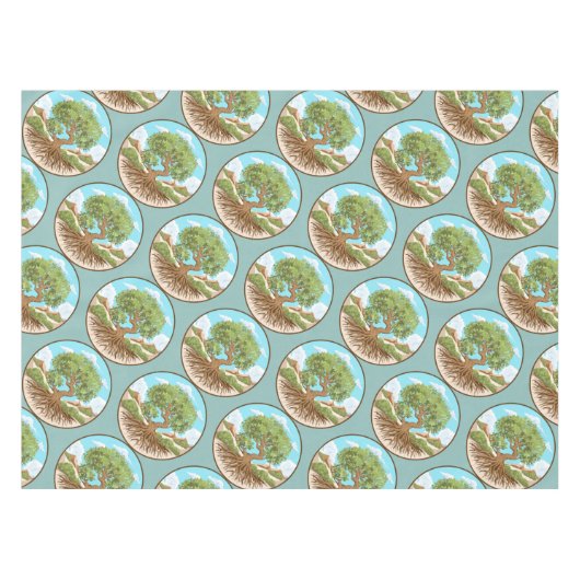 Symbol für den Frieden mit Olivenbaum in einem fre Tischdecke (Vorderseite (Horizontal))