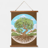 Symbol für den Frieden mit Olivenbaum in einem fre Wandteppich Mit Holzrahmen (Vorderseite)