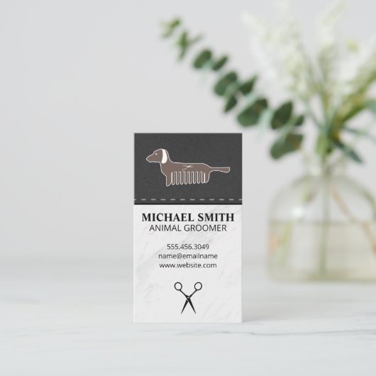 Symbol für den Hundeschleif aus Marmorstein | Lede Visitenkarte (Stehend Vorderseite)