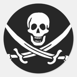 Symbol für den schwarzen und weißen Piratenschädel Runder Aufkleber