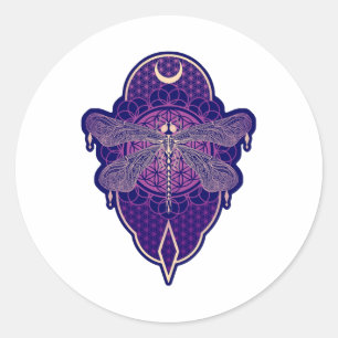 Symbol für die geometrische Blume der Mandala Life Runder Aufkleber