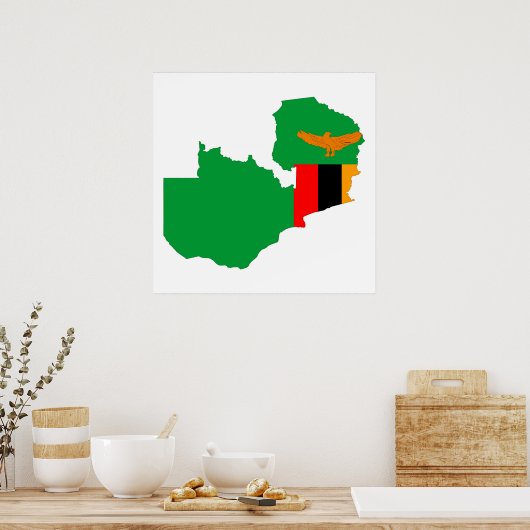 Symbol für die Länderflagge in Sambia Poster (Küche)
