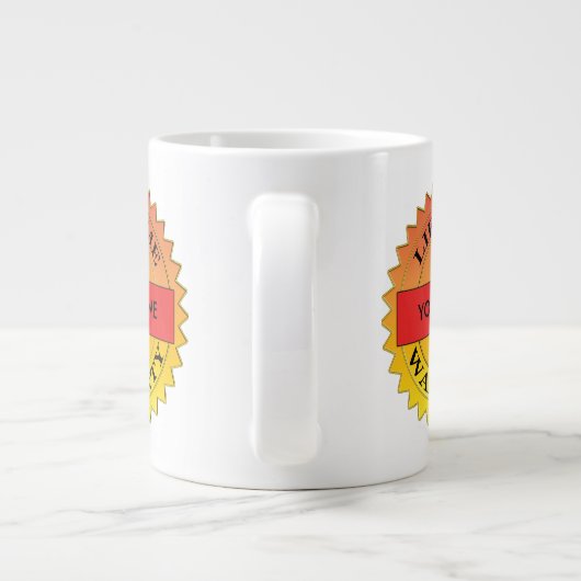 Symbol für die Lebensgarantie Ihr Name Jumbo-Tasse (Rückseite)