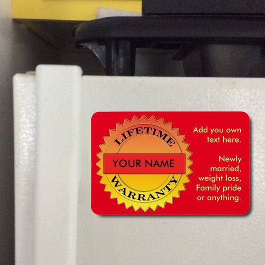 Symbol für die Lebensgarantie Ihr Name-Rect-Netz Magnet