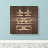 Symbol für doppeltes Glück Geometrisches Gold auf Leinwanddruck (Insitu (Holzboden))