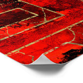 Symbol für doppeltes Glück Geometrisches Gold/rote Poster (Ecke)