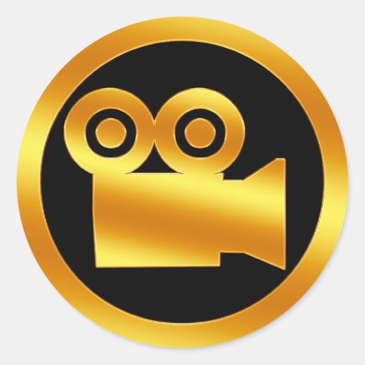 Symbol für eine goldene Filmkamera Runder Aufkleber (Vorderseite)