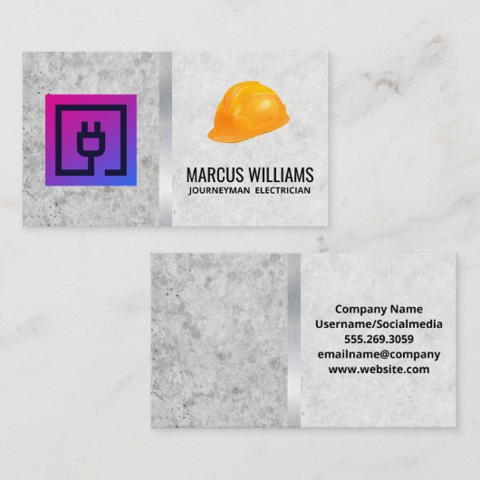 Symbol für elektrische Steckdose | Hardhat Visitenkarte (Vorne/Hinten)