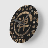Symbol für Enzo Circle Zen und Wortmuster auf schw Runde Wanduhr (Winkel)