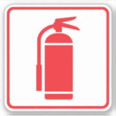 Symbol für Feuerlöscher, rot an weißer, roter Gren Aufkleber (Vorderseite)