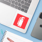 Symbol für Feuerlöscher, weiß auf rot Aufkleber (Laptop mit iPhone)