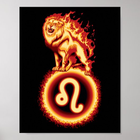Symbol für Feuerlöschlampe - Leo Zodiac-Zeichen Poster (Vorne)