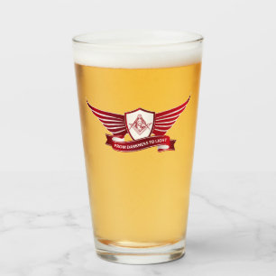 Symbol für Freimaurerei und Schild Glas