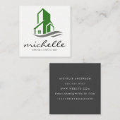 Symbol für grünes Gebäude Quadratische Visitenkarte (Vorne/Hinten)
