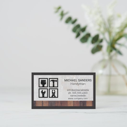 Symbol für Hardware-Tools | Baumaterial Visitenkarte (Stehend Vorderseite)
