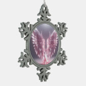 Symbol für hellrosa Engelchen Schneeflocken Zinn-Ornament (Links)