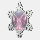 Symbol für hellrosa Engelchen Schneeflocken Zinn-Ornament (Rechts)