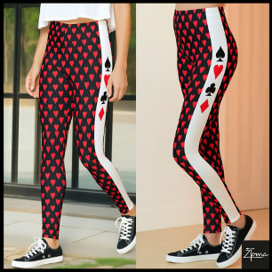 Symbol für Herz Pattern schwarz rot + Spielkarte Leggings