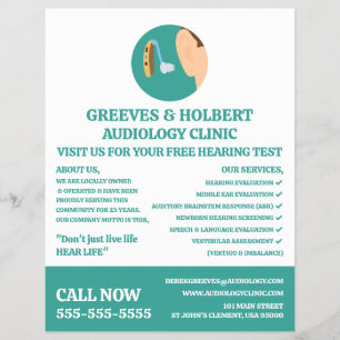 Symbol für Hörhilfe, Audiologe, Klinik für Audiolo Flyer
