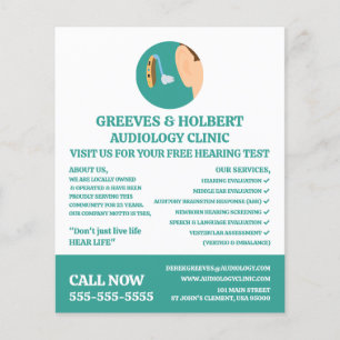 Symbol für Hörhilfe, Audiologe, Klinik für Audiolo Flyer