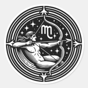 Symbol für Horoskop-Sagittarier Runder Aufkleber