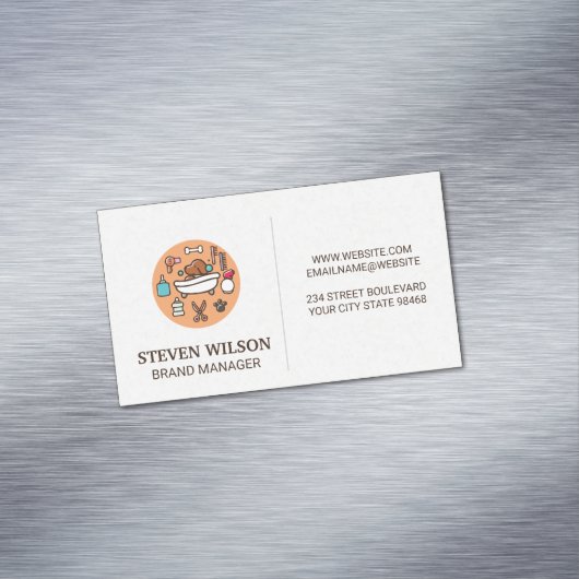 Symbol für Hunde-Wash-Dusche | Hintergrund Papiert Magnetische Visitenkarte (Beispiel)