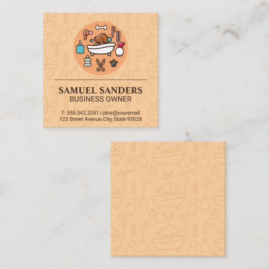 Symbol für Hunde-Wash-Dusche Quadratische Visitenkarte (Vorne/Hinten)